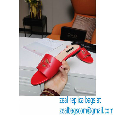 Dolce  &  Gabbana Calfskin Sliders Red with DG Millennials Logo 2021